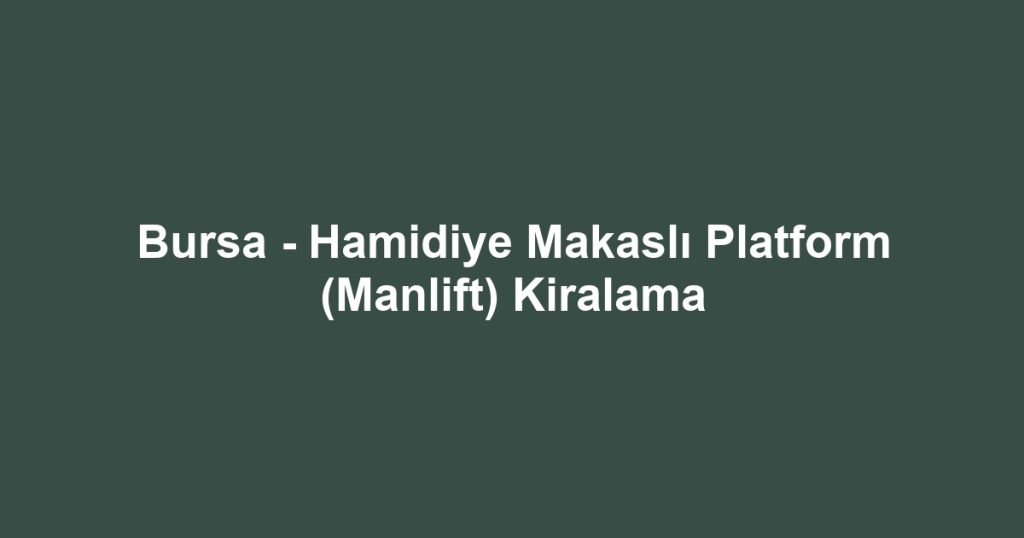 Bursa - Hamidiye Makaslı Platform (Manlift) Kiralama