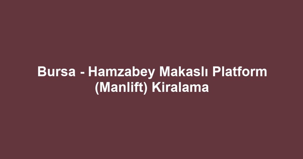 Bursa - Hamzabey Makaslı Platform (Manlift) Kiralama
