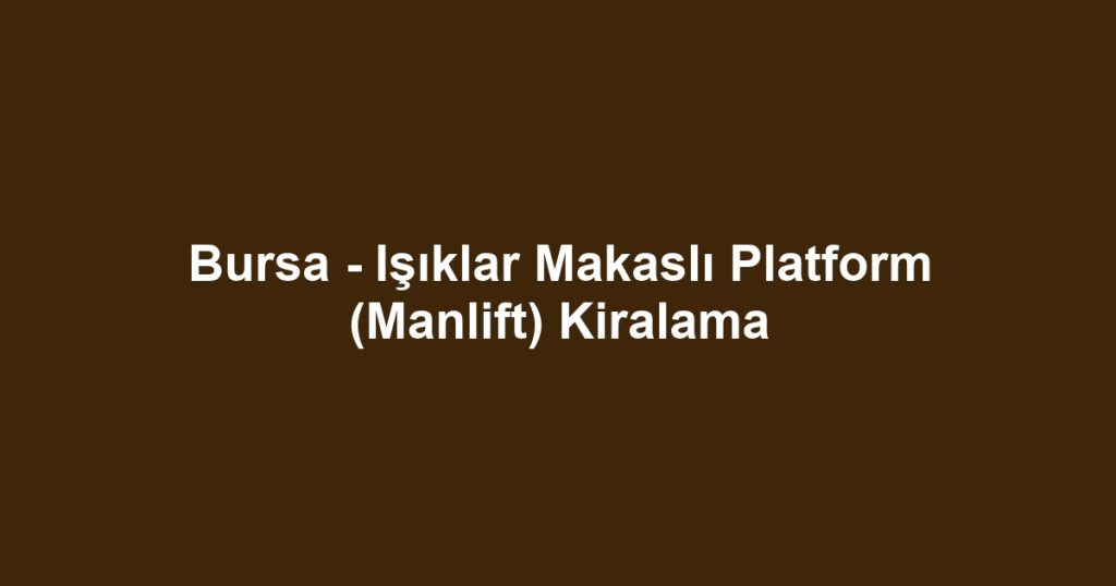 Bursa - Işıklar Makaslı Platform (Manlift) Kiralama