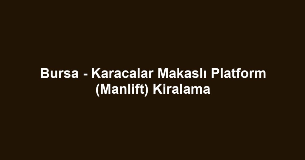 Bursa - Karacalar Makaslı Platform (Manlift) Kiralama