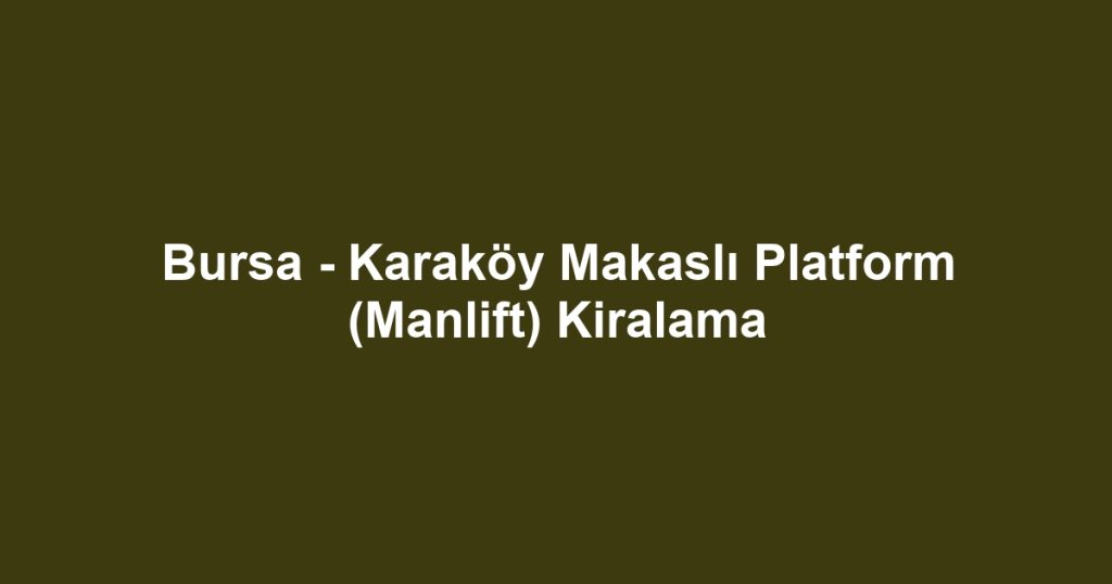 Bursa - Karaköy Makaslı Platform (Manlift) Kiralama
