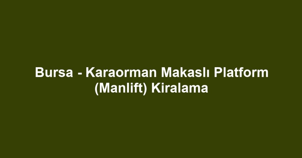 Bursa - Karaorman Makaslı Platform (Manlift) Kiralama