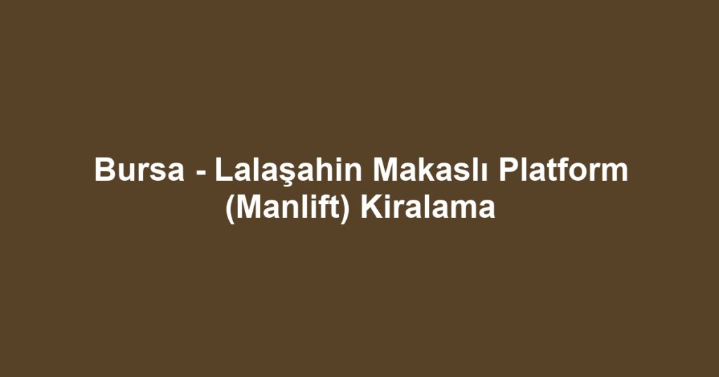 Bursa - Lalaşahin Makaslı Platform (Manlift) Kiralama