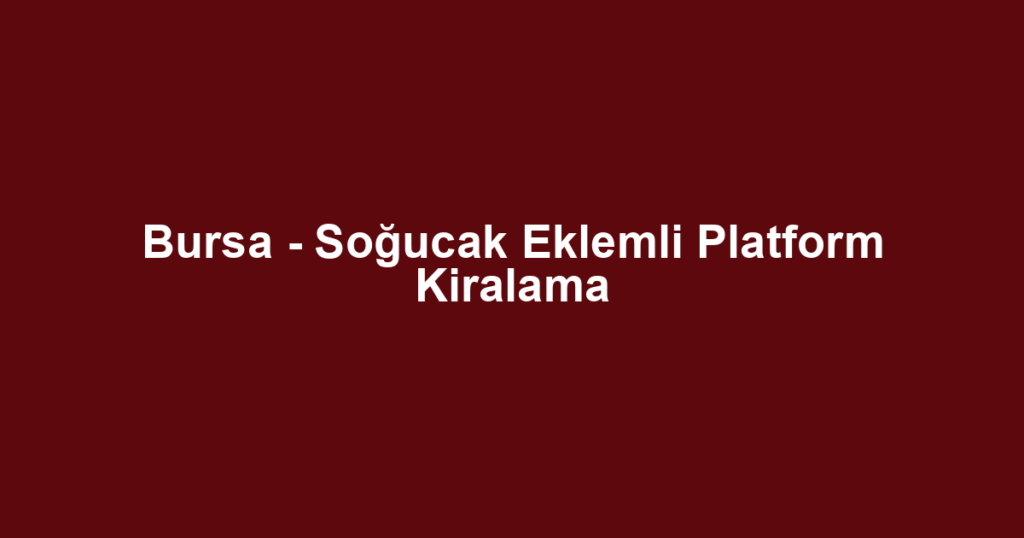 Bursa - Soğucak Eklemli Platform Kiralama