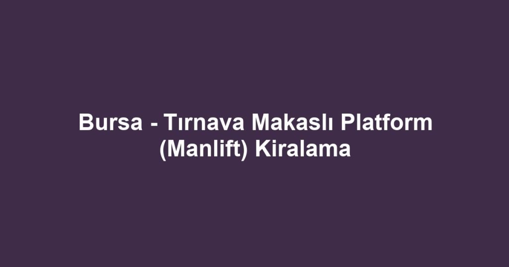 Bursa - Tırnava Makaslı Platform (Manlift) Kiralama