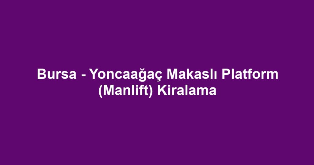 Bursa - Yoncaağaç Makaslı Platform (Manlift) Kiralama