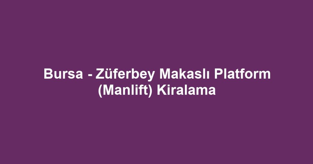 Bursa - Züferbey Makaslı Platform (Manlift) Kiralama
