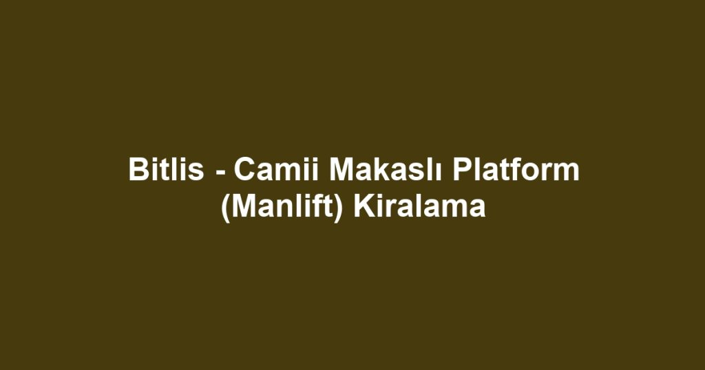 Bitlis - Camii Makaslı Platform (Manlift) Kiralama