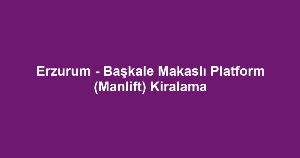 Erzurum - Başkale Makaslı Platform (Manlift) Kiralama