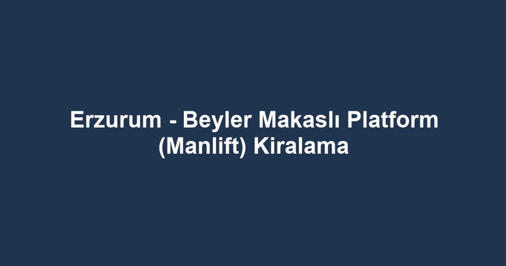 Erzurum - Beyler Makaslı Platform (Manlift) Kiralama