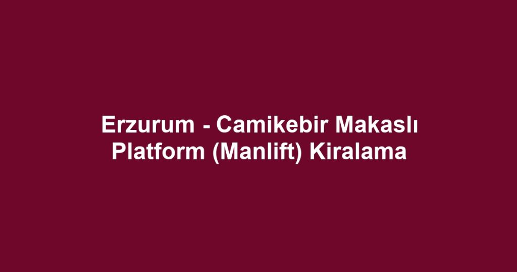Erzurum - Camikebir Makaslı Platform (Manlift) Kiralama