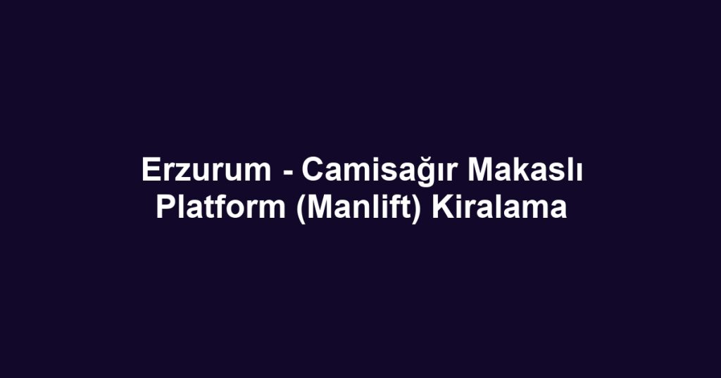 Erzurum - Camisağır Makaslı Platform (Manlift) Kiralama