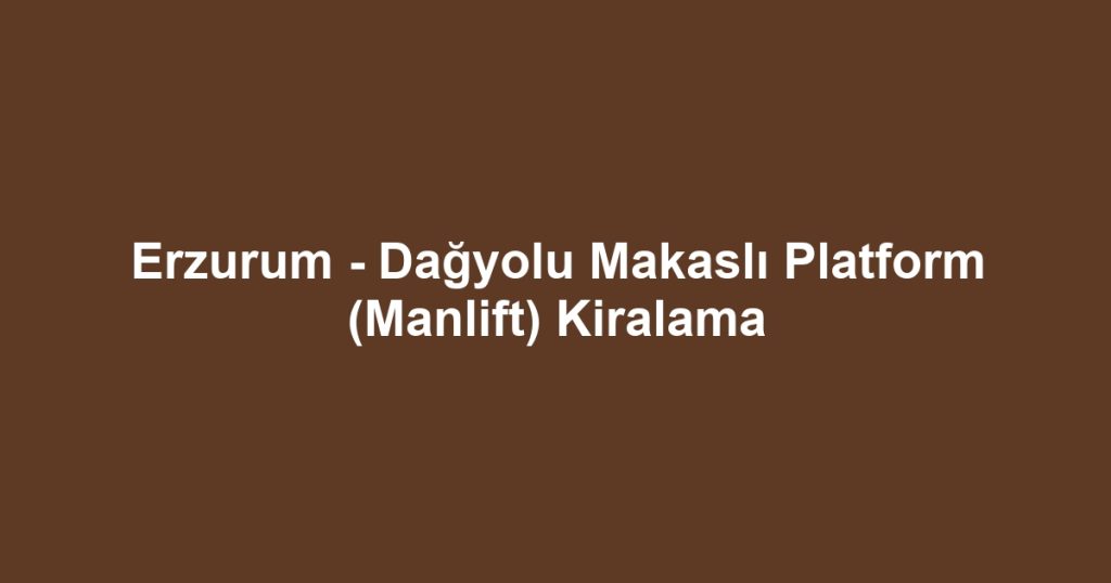 Erzurum - Dağyolu Makaslı Platform (Manlift) Kiralama