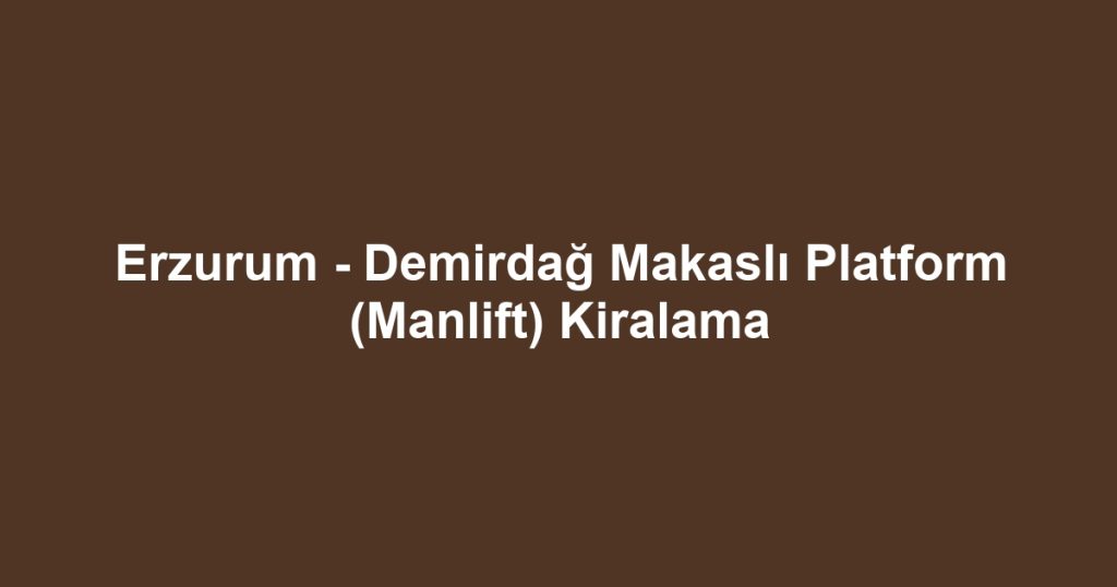Erzurum - Demirdağ Makaslı Platform (Manlift) Kiralama