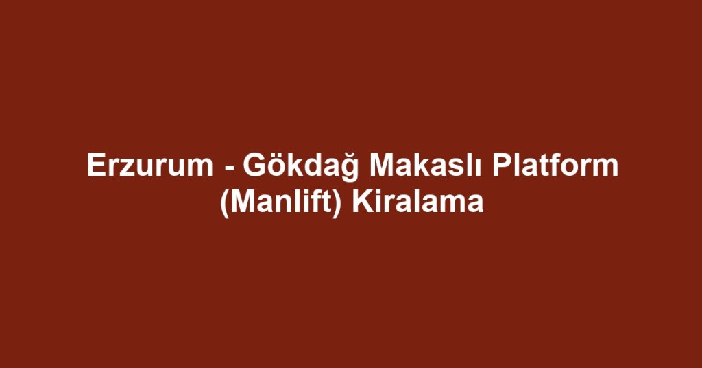 Erzurum - Gökdağ Makaslı Platform (Manlift) Kiralama