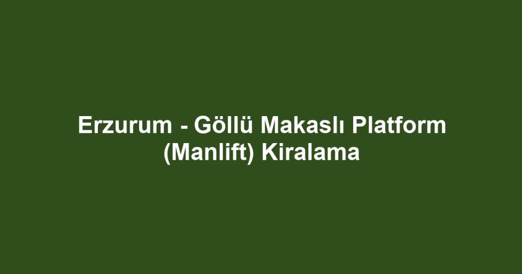 Erzurum - Göllü Makaslı Platform (Manlift) Kiralama