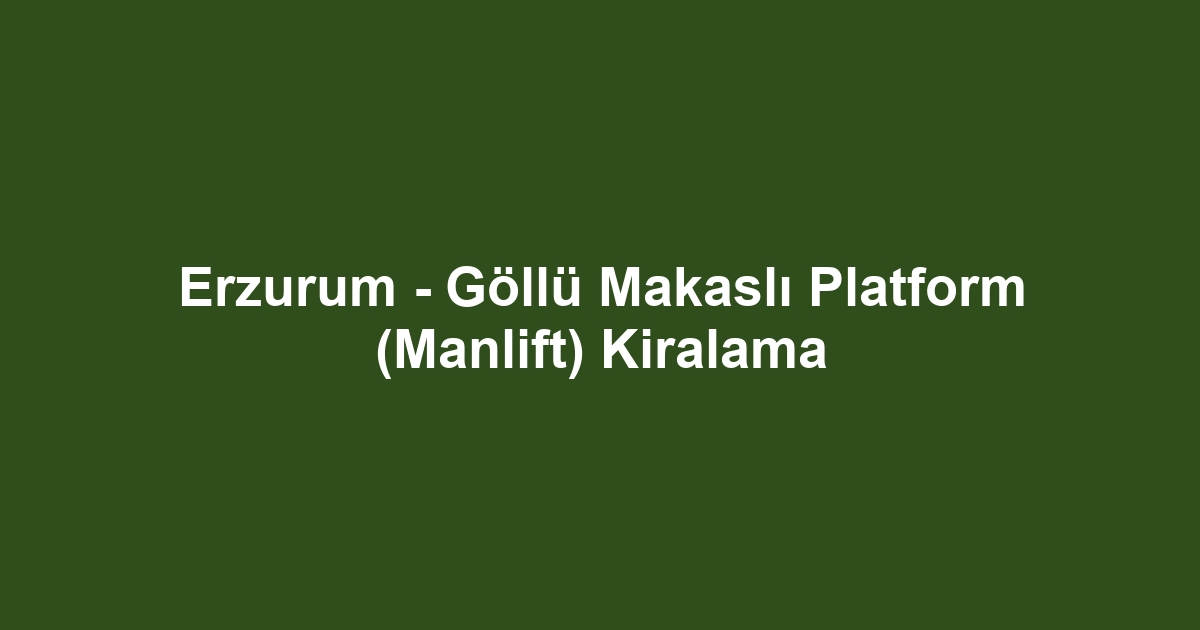 Erzurum - Göllü Makaslı Platform (Manlift) Kiralama