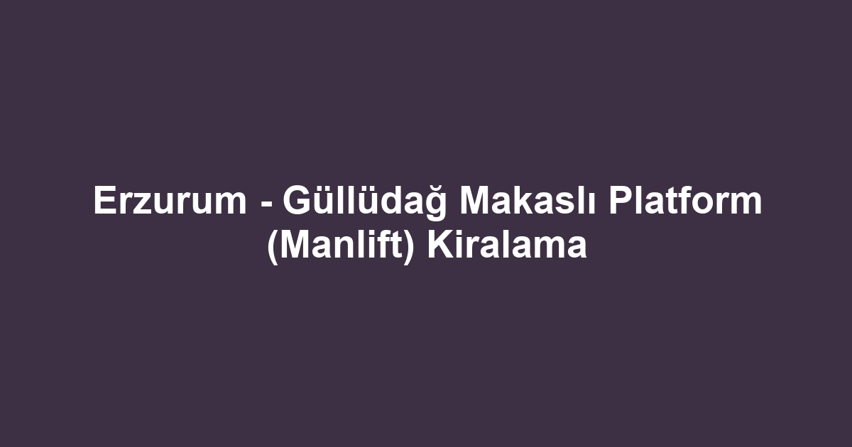 Erzurum - Güllüdağ Makaslı Platform (Manlift) Kiralama