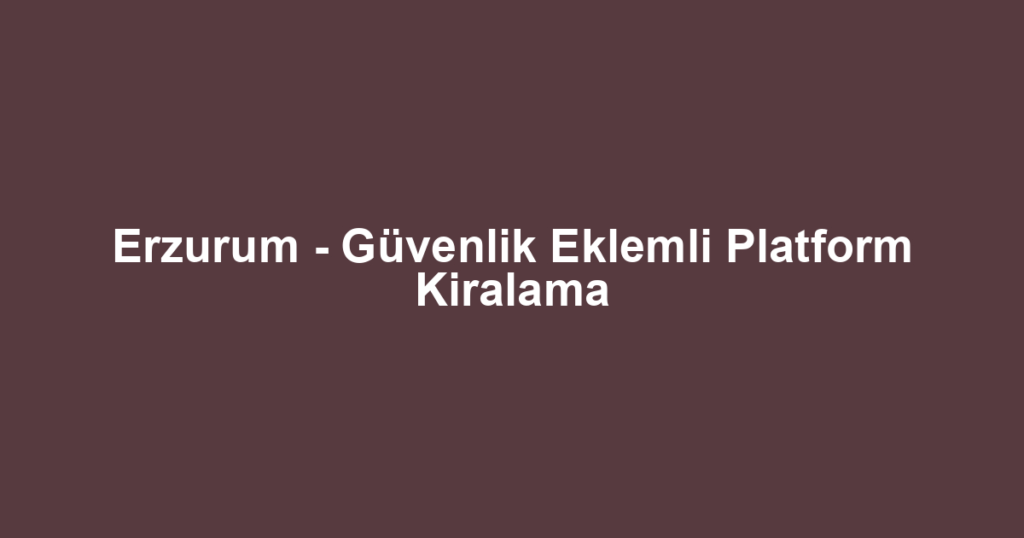 Erzurum - Güvenlik Eklemli Platform Kiralama