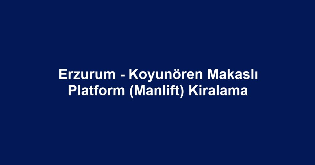 Erzurum - Koyunören Makaslı Platform (Manlift) Kiralama