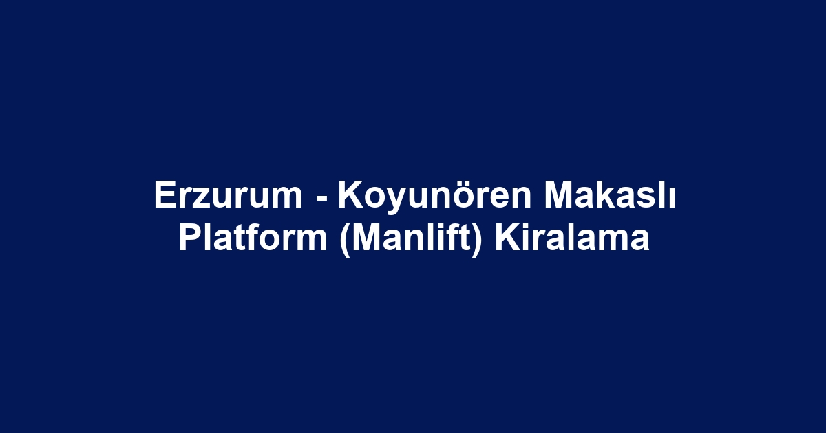 Erzurum - Koyunören Makaslı Platform (Manlift) Kiralama