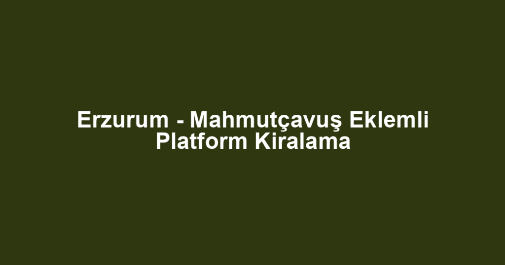 Erzurum - Mahmutçavuş Eklemli Platform Kiralama