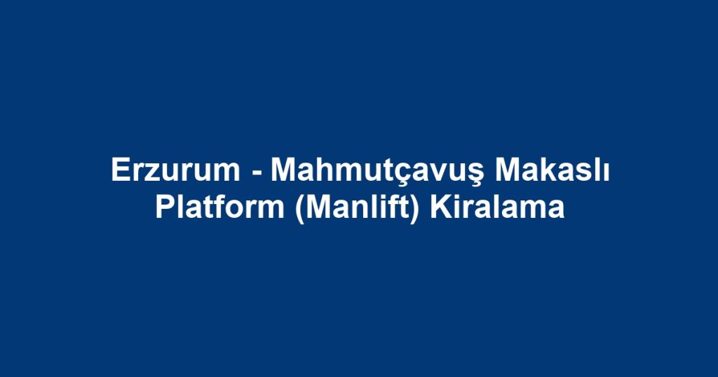 Erzurum - Mahmutçavuş Makaslı Platform (Manlift) Kiralama