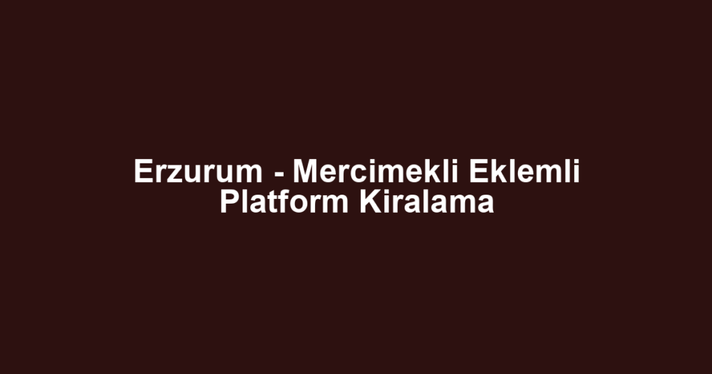 Erzurum - Mercimekli Eklemli Platform Kiralama
