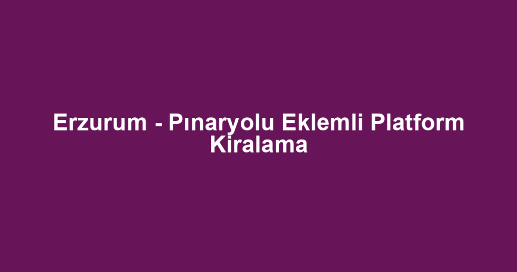 Erzurum - Pınaryolu Eklemli Platform Kiralama