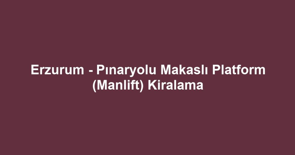 Erzurum - Pınaryolu Makaslı Platform (Manlift) Kiralama