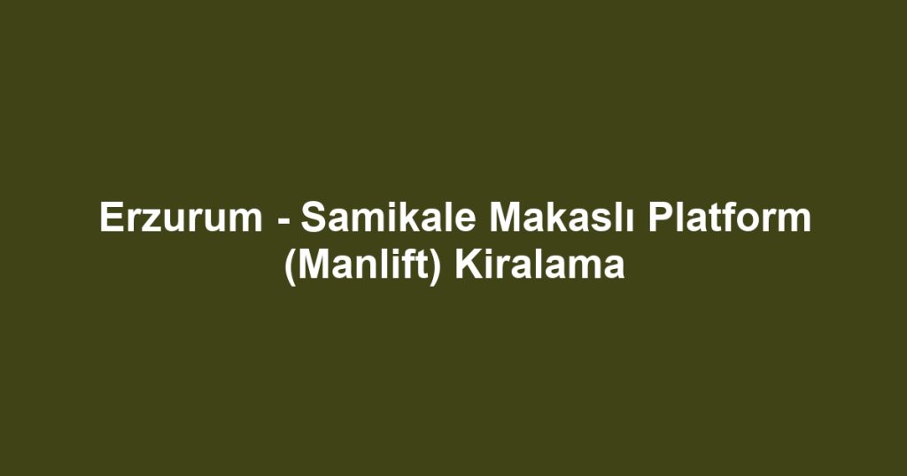Erzurum - Samikale Makaslı Platform (Manlift) Kiralama