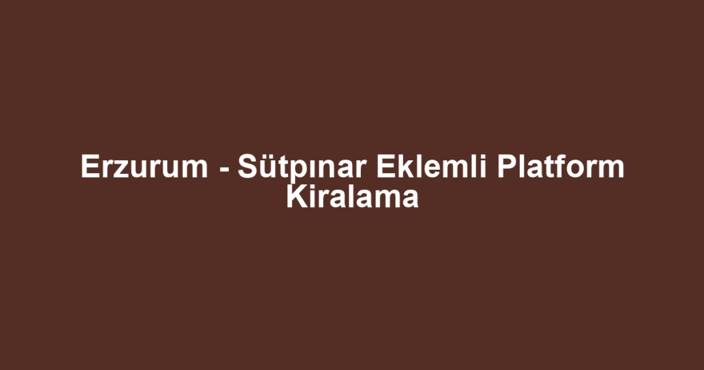 Erzurum - Sütpınar Eklemli Platform Kiralama