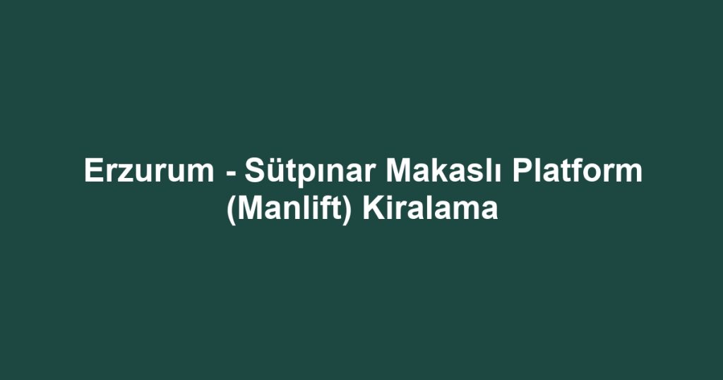 Erzurum - Sütpınar Makaslı Platform (Manlift) Kiralama