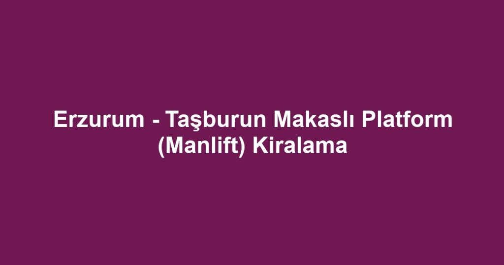 Erzurum - Taşburun Makaslı Platform (Manlift) Kiralama