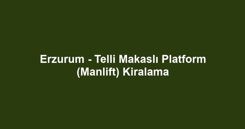 Erzurum - Telli Makaslı Platform (Manlift) Kiralama