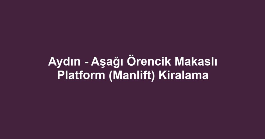 Aydın - Aşağı Örencik Makaslı Platform (Manlift) Kiralama