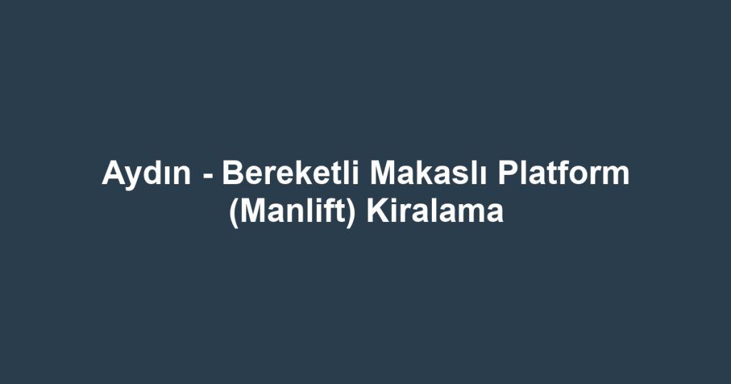 Aydın - Bereketli Makaslı Platform (Manlift) Kiralama