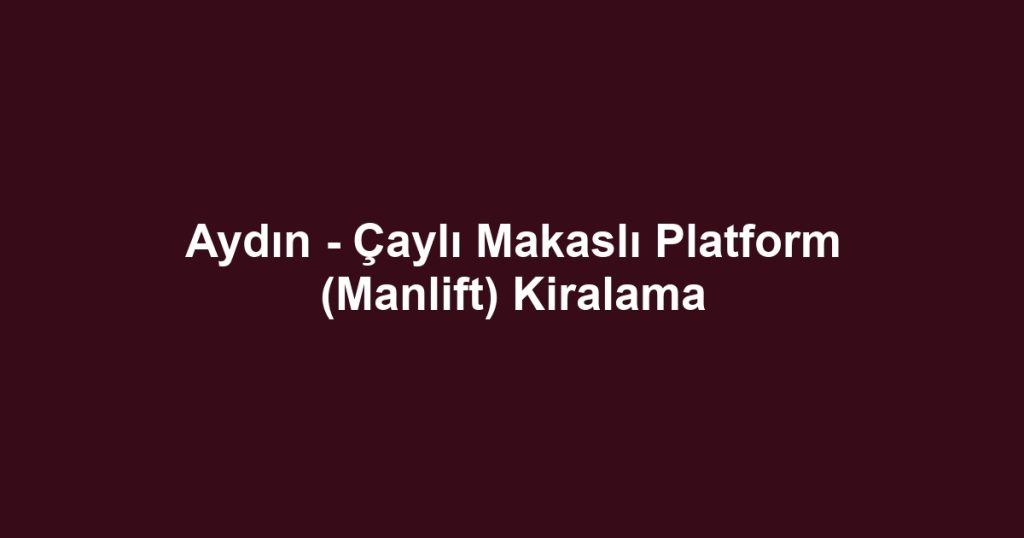 Aydın - Çaylı Makaslı Platform (Manlift) Kiralama