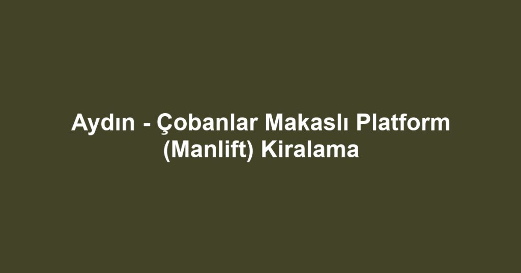 Aydın - Çobanlar Makaslı Platform (Manlift) Kiralama