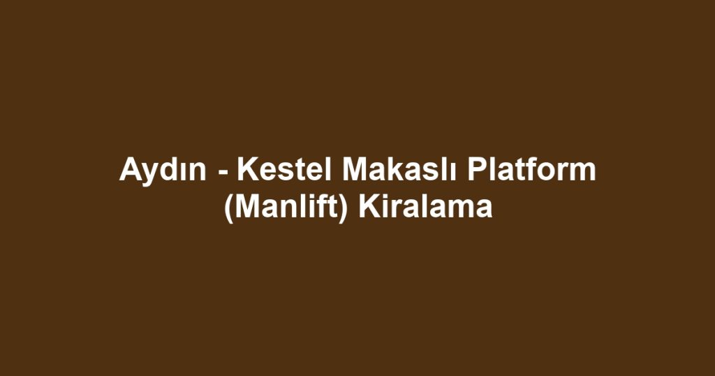 Aydın - Kestel Makaslı Platform (Manlift) Kiralama