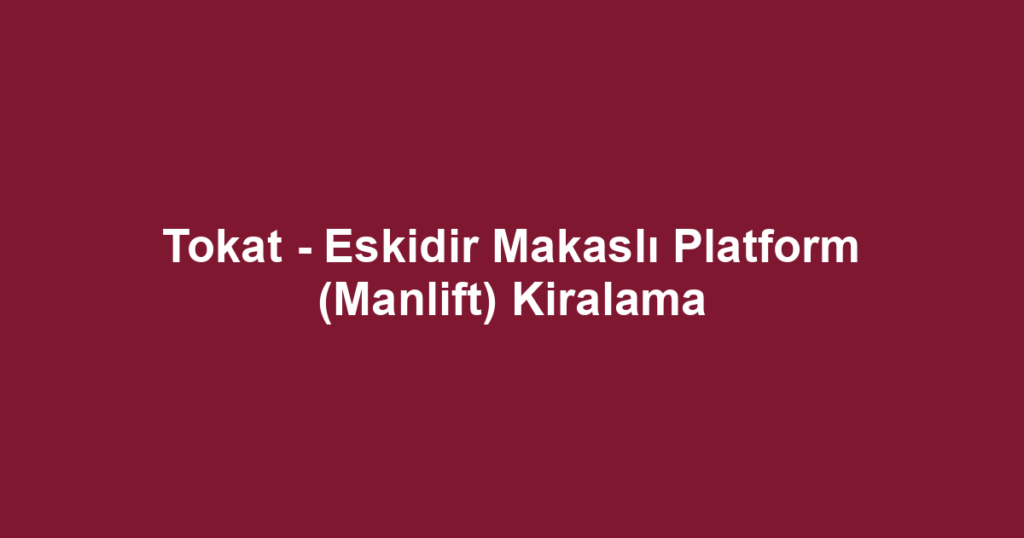 Tokat - Eskidir Makaslı Platform (Manlift) Kiralama