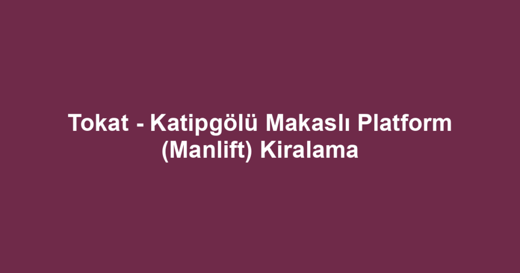 Tokat - Katipgölü Makaslı Platform (Manlift) Kiralama