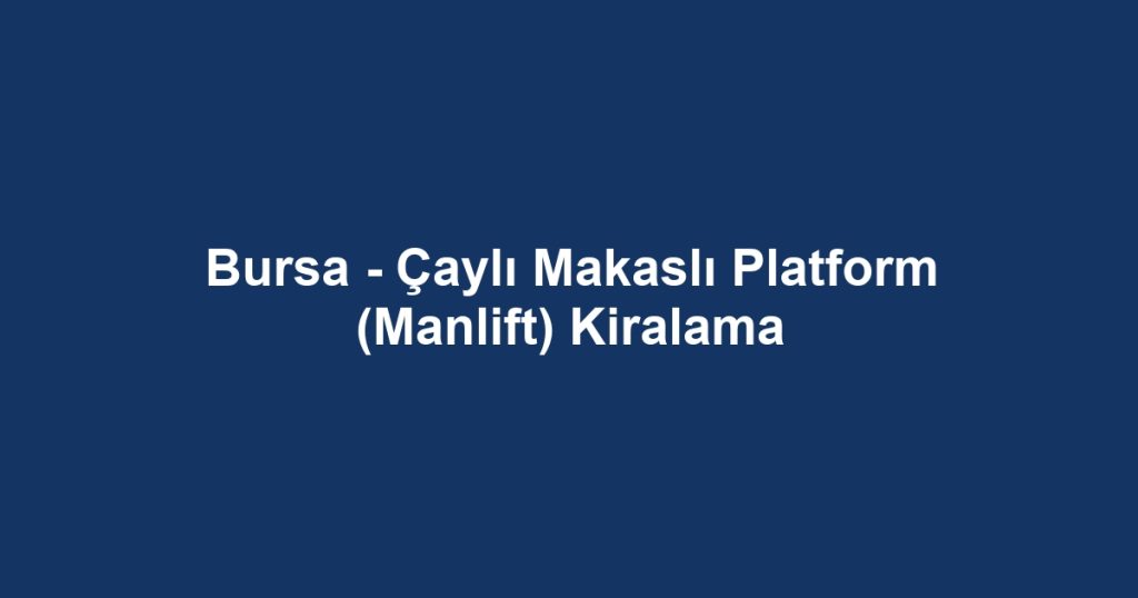 Bursa - Çaylı Makaslı Platform (Manlift) Kiralama