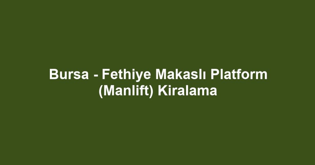 Bursa - Fethiye Makaslı Platform (Manlift) Kiralama