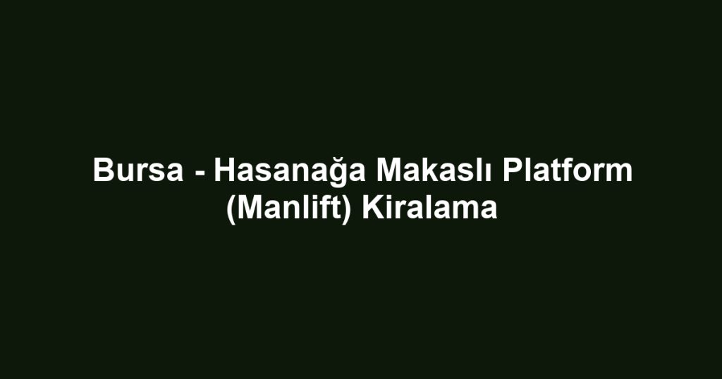 Bursa - Hasanağa Makaslı Platform (Manlift) Kiralama
