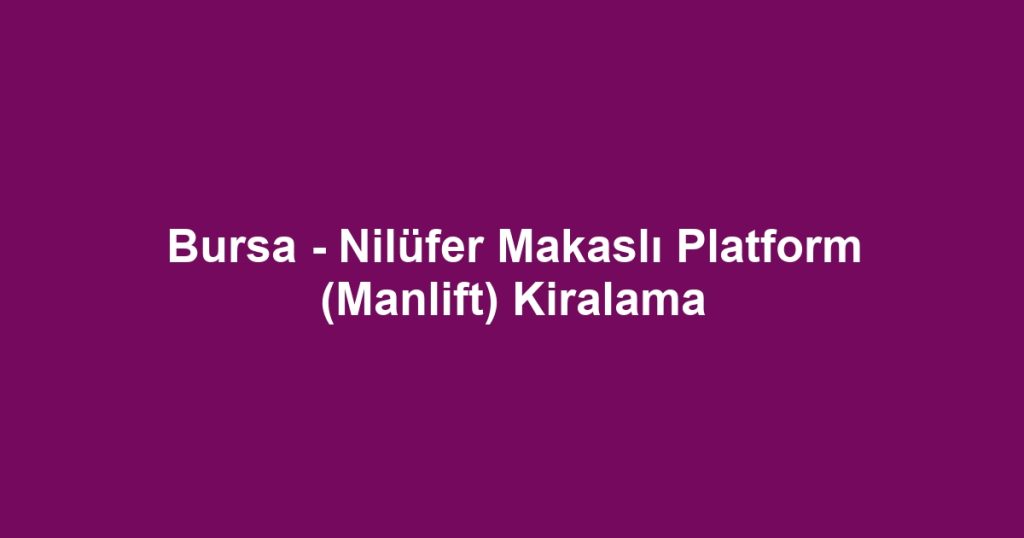 Bursa - Nilüfer Makaslı Platform (Manlift) Kiralama
