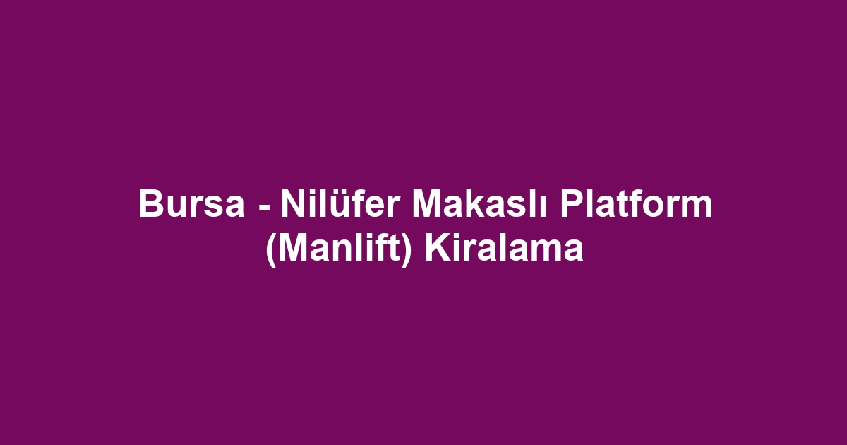 Bursa - Nilüfer Makaslı Platform (Manlift) Kiralama