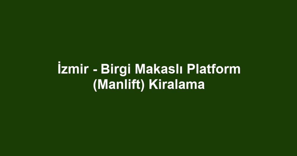 İzmir - Birgi Makaslı Platform (Manlift) Kiralama
