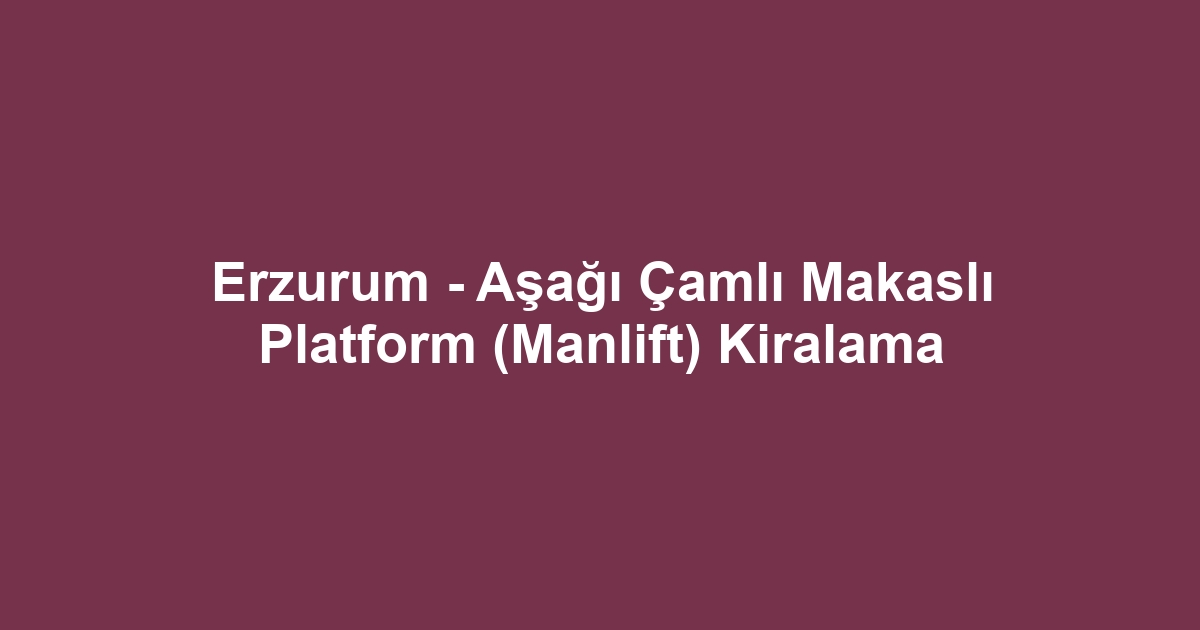 Erzurum - Aşağı Çamlı Makaslı Platform (Manlift) Kiralama