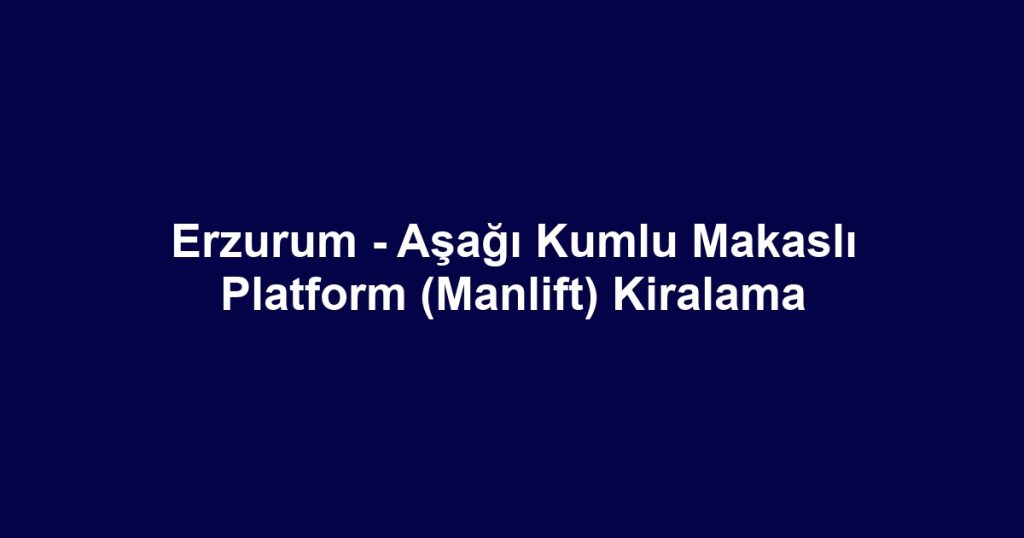 Erzurum - Aşağı Kumlu Makaslı Platform (Manlift) Kiralama